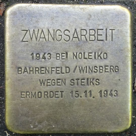 Stolperstein für die Zwangsarbeiter bei Noleiko