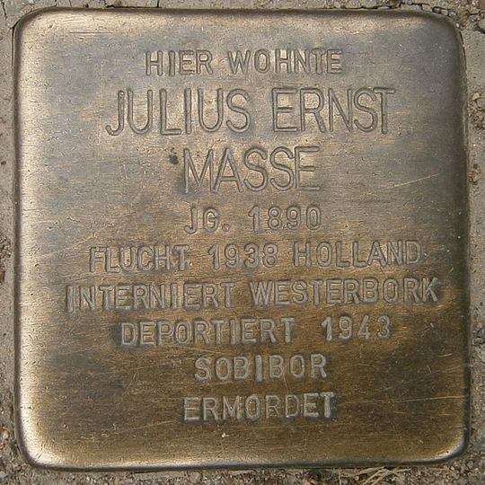 Stolperstein dedicated to Julius Ernst Masse