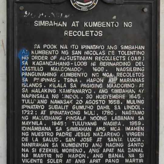 Church and Convent of the Recollects historical marker