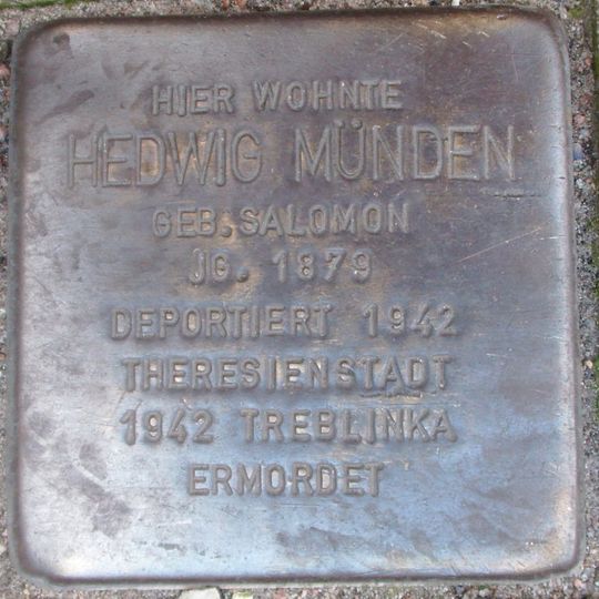 Stolperstein dedicated to Hedwig Münden