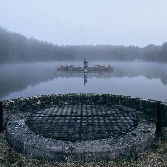 Statue of Neptune with Attached Underwater Tunnel, Stairs, Circular and Rectangular Chambers and Artificial Island, Witley Park