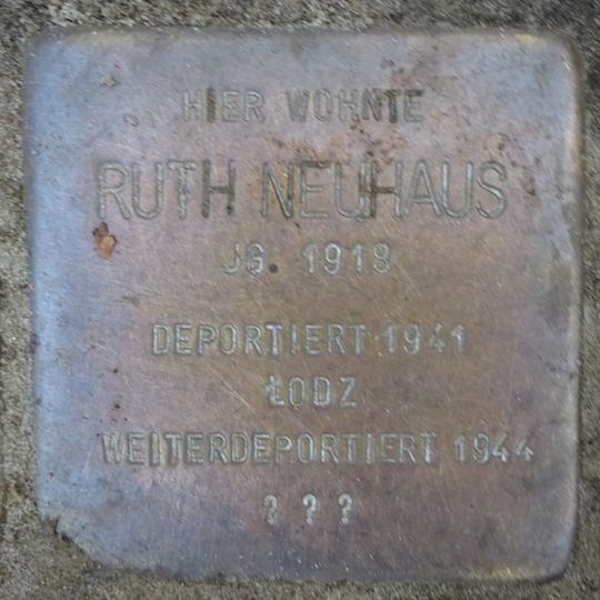 Stolperstein dedicated to Ruth Neuhaus