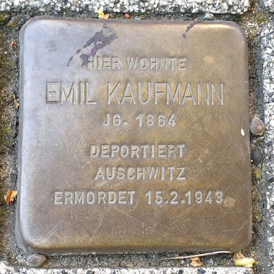Stolperstein dedicated to Emil Kaufmann