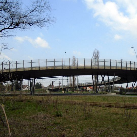 Bridge of Koutecká street over the railway line in Poděbrady
