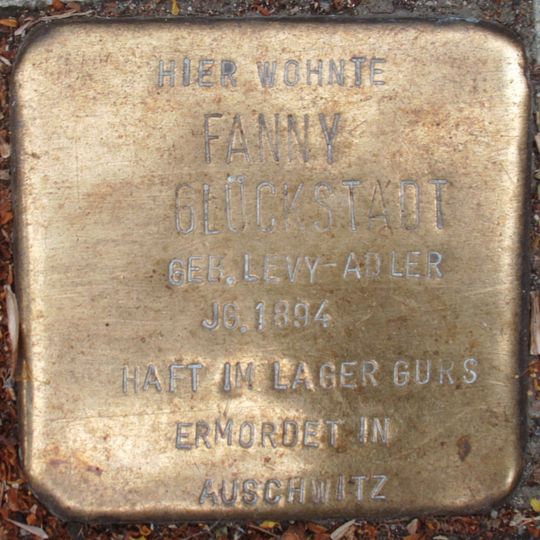 Stolperstein dedicated to Fanny Glückstadt