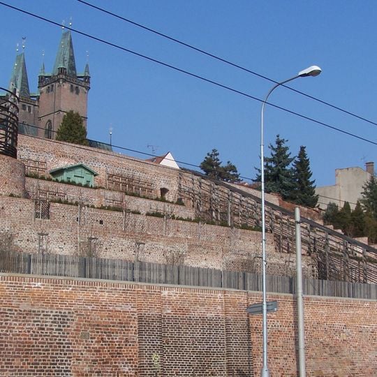 Horní městská hradba, parkánová hradba, dolní městská hradba
