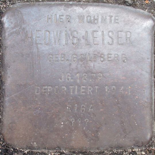 Stolperstein dedicated to Hedwig Leiser