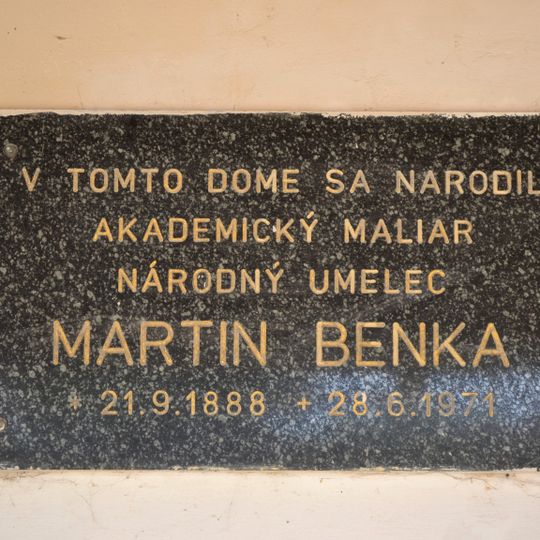Rodný dom M. Benku, tabuľa pamätná