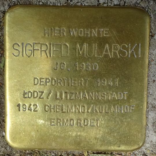 Stolperstein dedicated to Sigfried Mularski