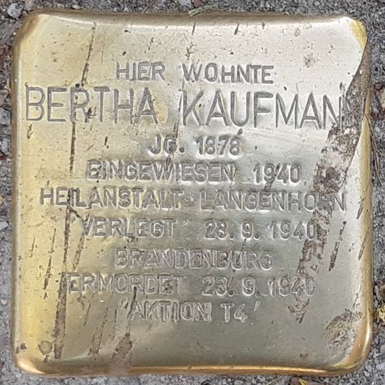Stolperstein dedicated to Bertha Kaufmann