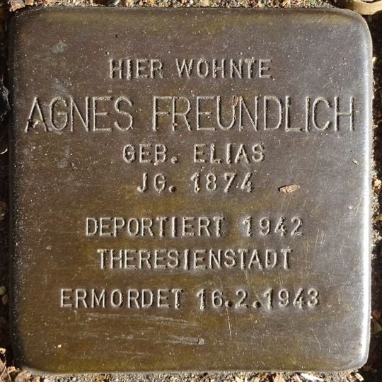 Stolperstein dedicated to Agnes Freundlich