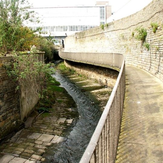 Cantilevered Footpath And Weir On The East Bank Of Hebble Brook
