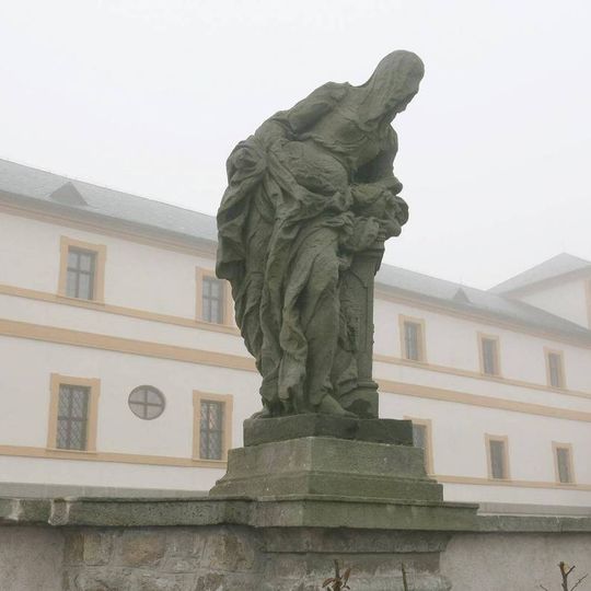 Statue of Chastity allegory on the hospital terrace in Kuks