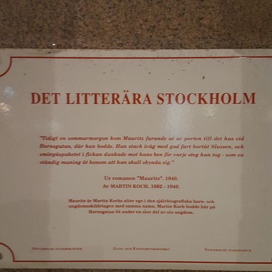 Literary sign:  Martin Koch 1882-1940