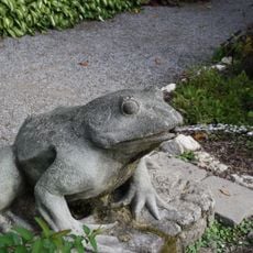 Socha žáby v Botanické zahradě Masarykovy univerzity v Brně