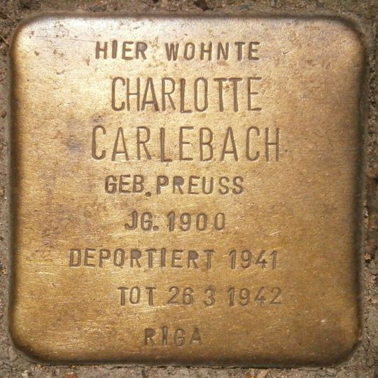 Stolperstein dedicated to Charlotte Carlebach
