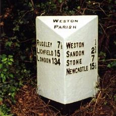 Milepost, S of the Green