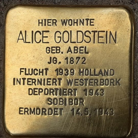 Stolperstein dedicated to Alice Goldstein