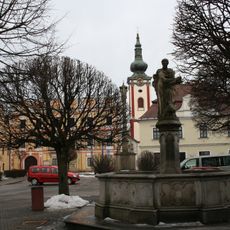 Fountain with a statue of St. Luke in Nová Bystřice