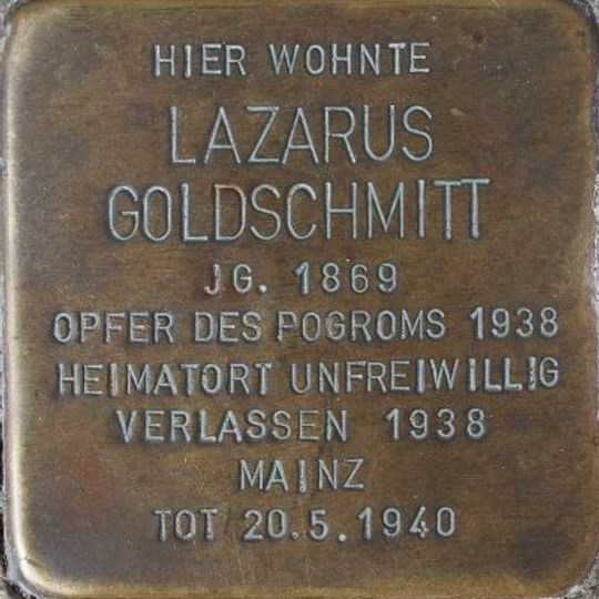 Stolperstein à la mémoire de Lazarus Goldschmitt