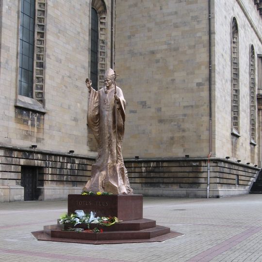 Monument of Saint John Paul II on the Cathedral Square in Katowice