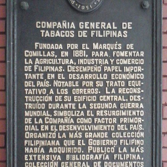 Compañia General de Tabacos de Filipinas historical marker