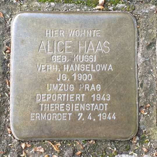 Stolperstein dedicated to Alice Haas