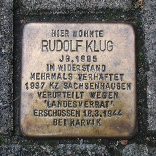 Stolperstein en memoria de Rudolf Klug