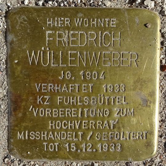 Stolperstein dedicated to Friedrich Wüllenweber