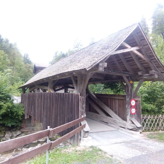 Covered wooden bridge