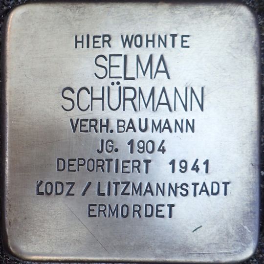 Stolperstein en memoria de Selma Schürmann