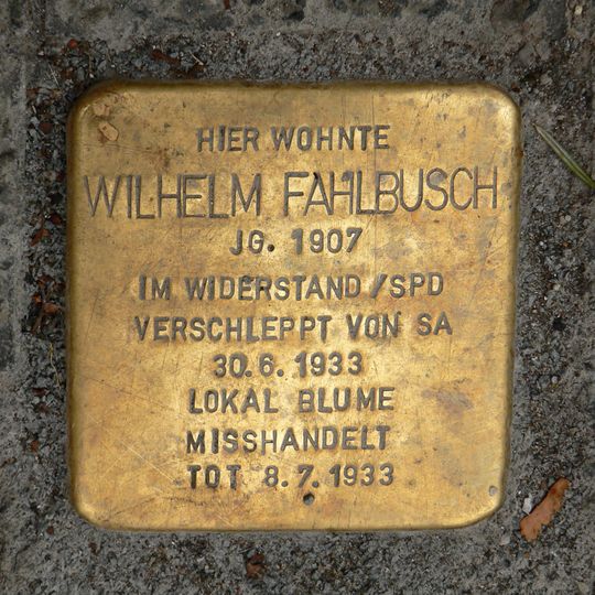 Stolperstein dedicated to Wilhelm Fahlbusch