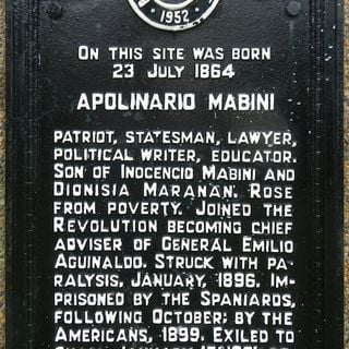 On this Site was Born 23 July 1864 Apolinario Mabini