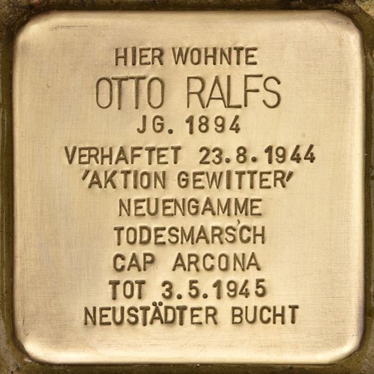 Stolperstein dedicated to Otto Ralfs