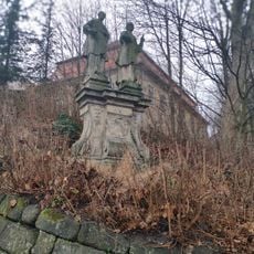 Sculpture of the Holy Deacons of George and Agapit on the way to the Church of St. Peter and Paul in Mimoň