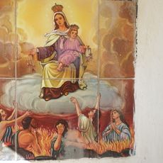 Ceramic Panel of Our Lady of Mount Carmel with Souls in Purgatory