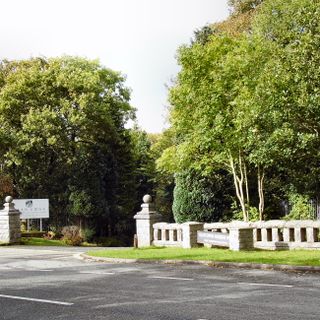 Gate piers and walls at entrance to Glan Gwna Hall
