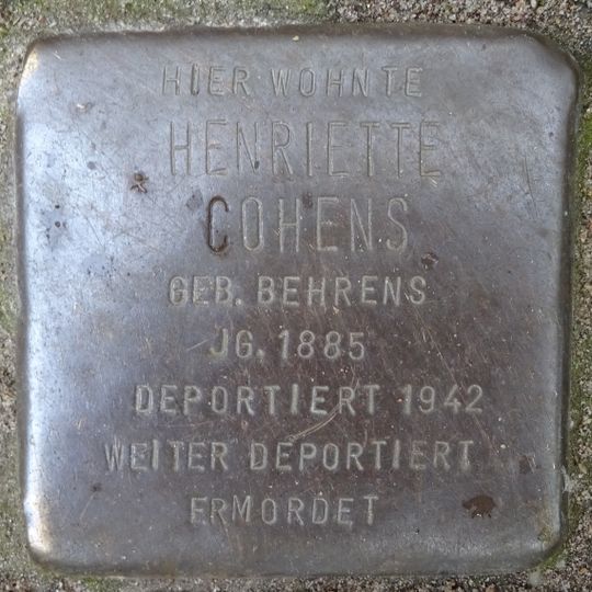 Stolperstein dedicated to Henriette Cohens
