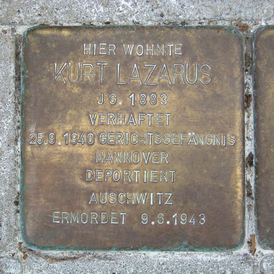 Stolperstein à la mémoire de Kurt Lazarus