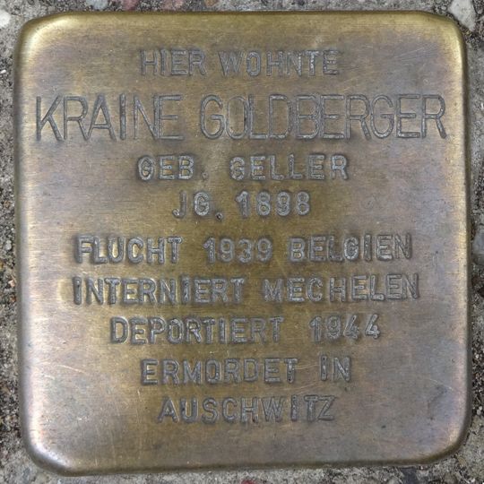 Stolperstein en memoria de Kraine Goldberger