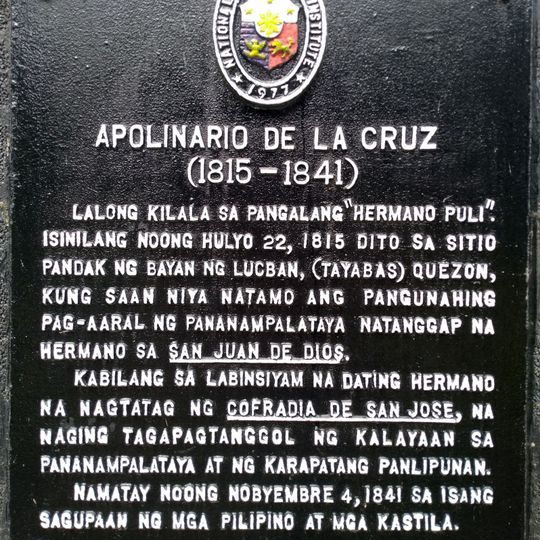 Apolinario de la Cruz historical marker