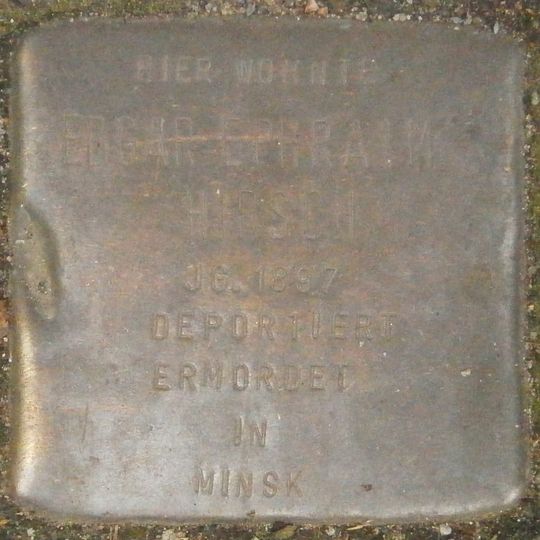 Stolperstein dedicated to Edgar Ephraim Hirsch