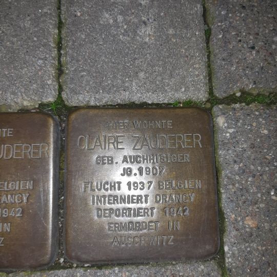 Stolperstein dedicated to Claire Zauderer