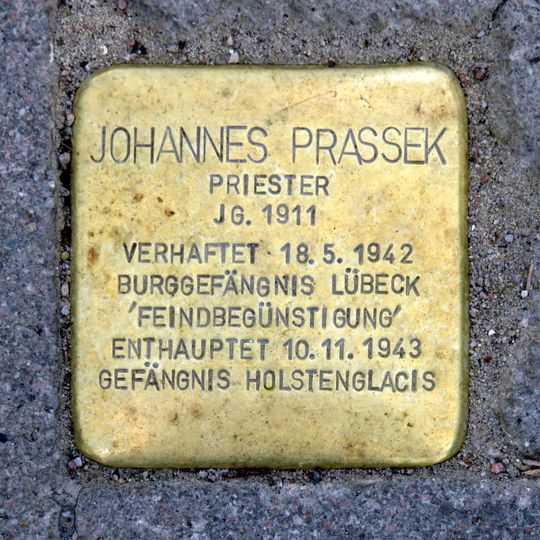 Stolperstein à la mémoire de Johannes Prassek