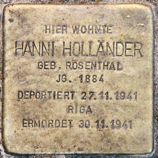 Stolperstein dedicated to Hanni Holländer