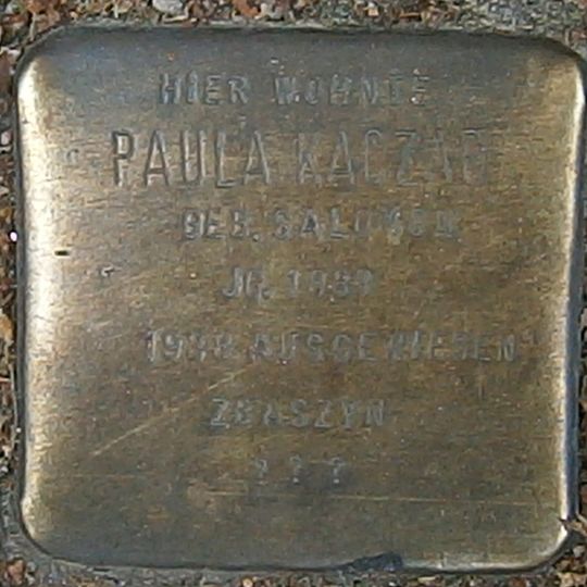 Stolperstein dedicated to Paula Kaczar