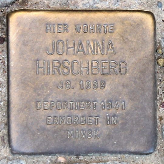 Stolperstein dedicated to Johanna Hirschberg