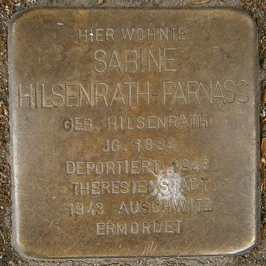 Stolperstein à la mémoire de Sabine Hilsenrath-Parnass