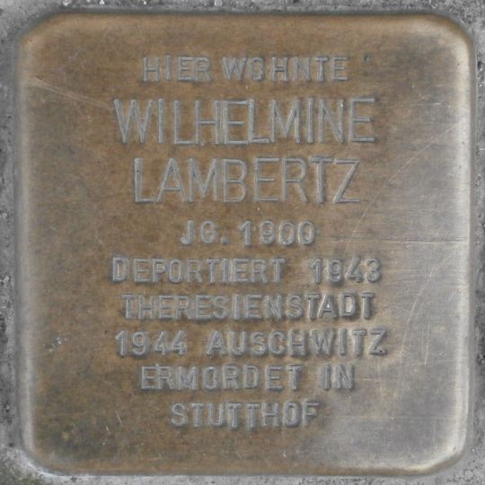 Stolperstein dedicated to Wilhelmine Lambertz