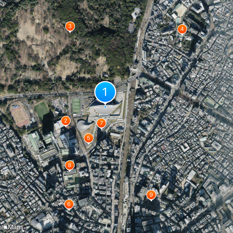 Yoyogi Nationaal Stadion Kaart